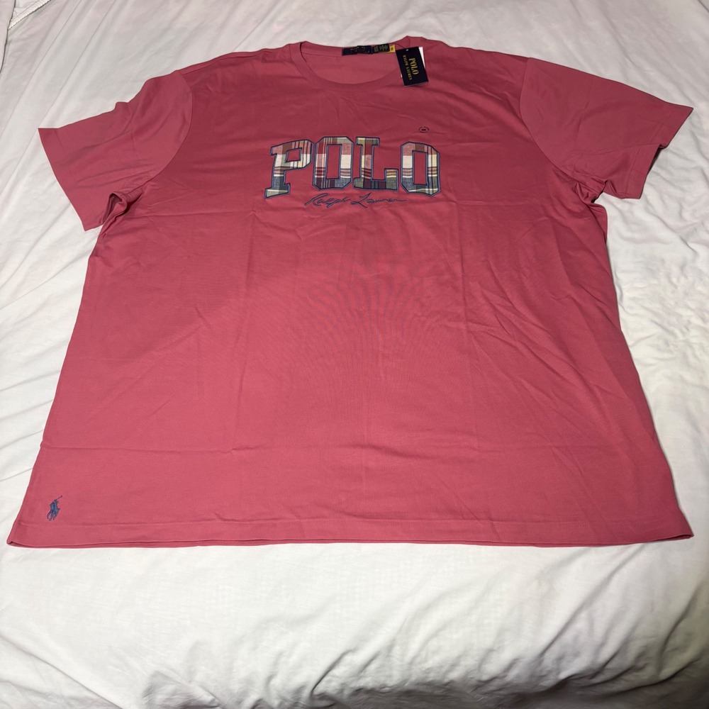 Polo Ralph Lauren Mens 3XB Red Pink Plaid Logo Graphic T-Shirt NWT